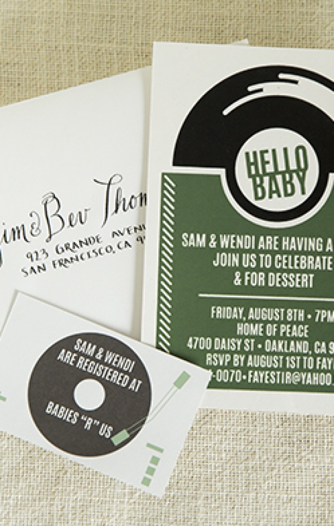 Record Baby Shower Invitation