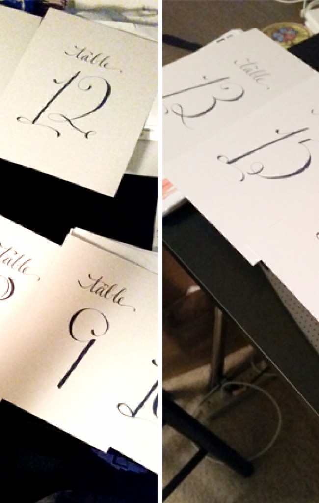 Calligraphy Wedding Table Numbers