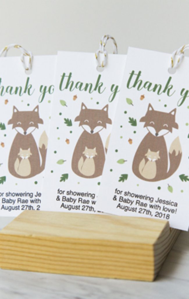 woodland favor tags